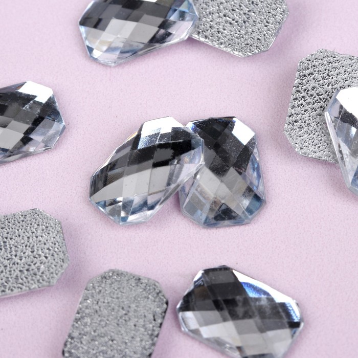 Стразы термоклеевые "Прямоугольник", 20шт, 10 х 14мм, цвет белый