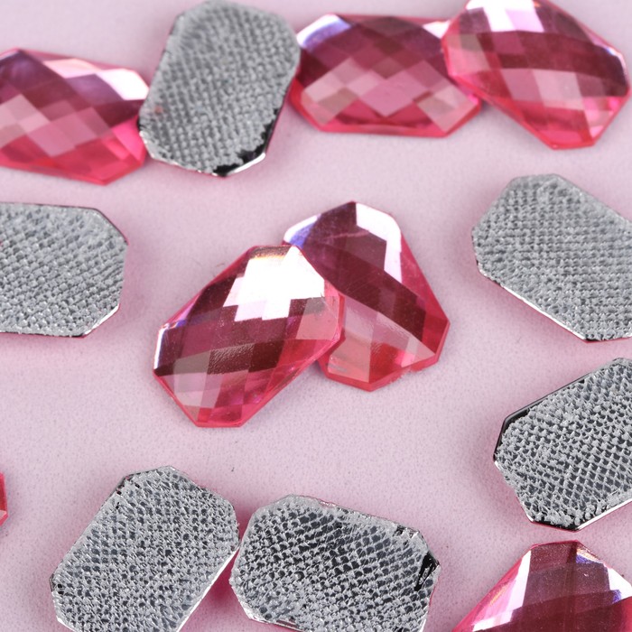 Стразы термоклеевые "Прямоугольник", 20шт, 10 х 14мм, цвет розовый