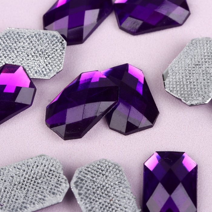 Стразы термоклеевые "Прямоугольник", 20шт, 10 х 14мм, цвет фиолетовый