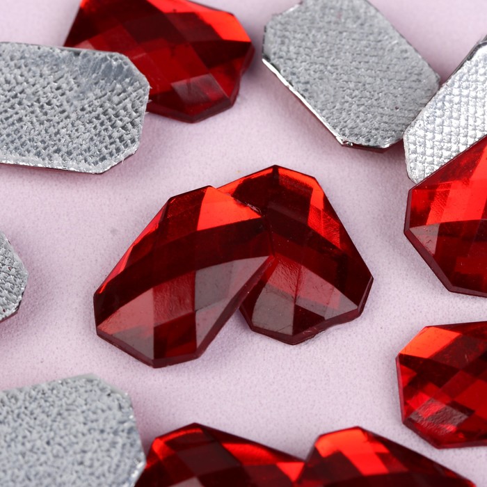 Стразы термоклеевые "Прямоугольник", 20шт, 10 х 14мм, цвет красный