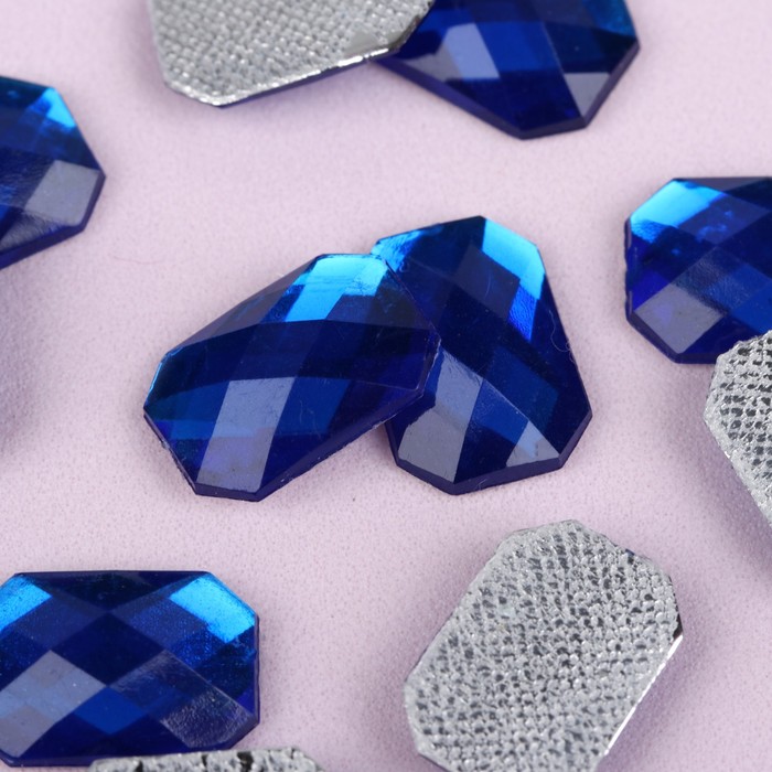 Стразы термоклеевые "Прямоугольник", 20шт, 10 х 14мм, цвет синий