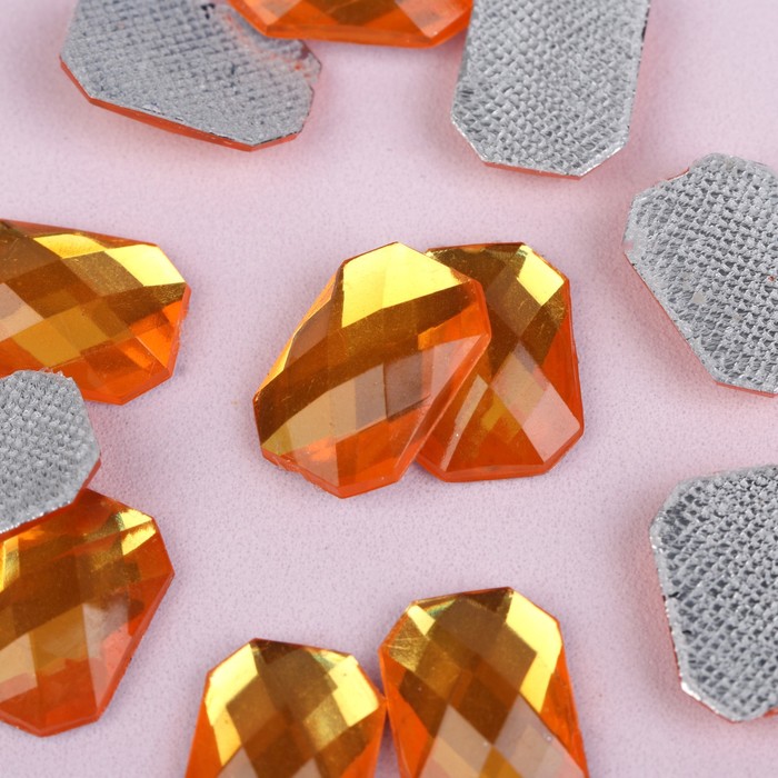 Стразы термоклеевые "Прямоугольник", 20шт, 10 х 14мм, цвет жёлтый