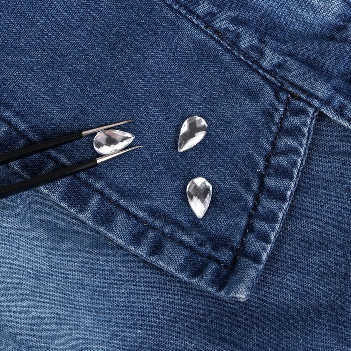 Стразы термоклеевые "Капля", 50шт, 6 х10мм, цвет белый