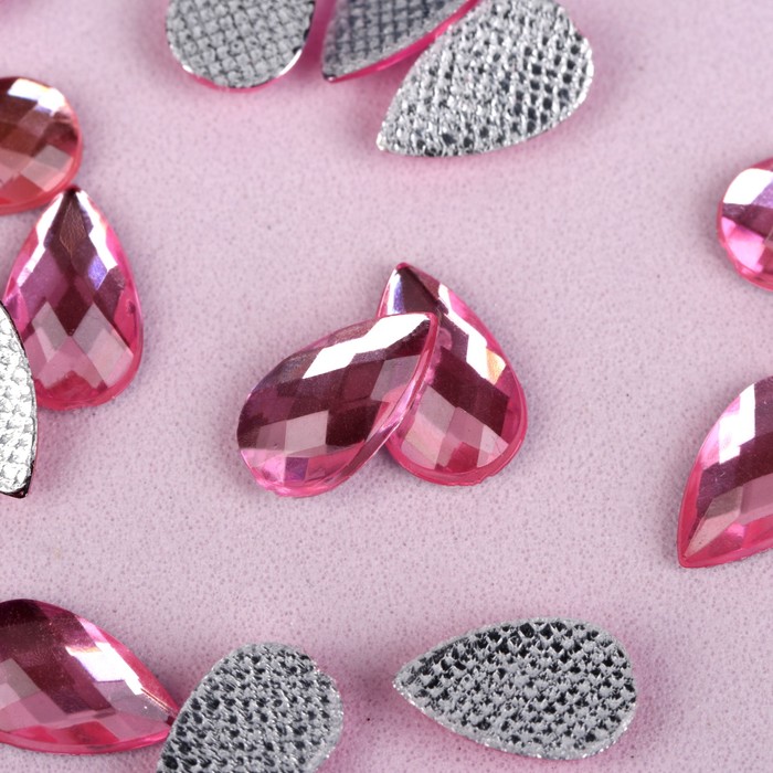 Стразы термоклеевые "Капля", 50шт, 6 х10мм, цвет розовый