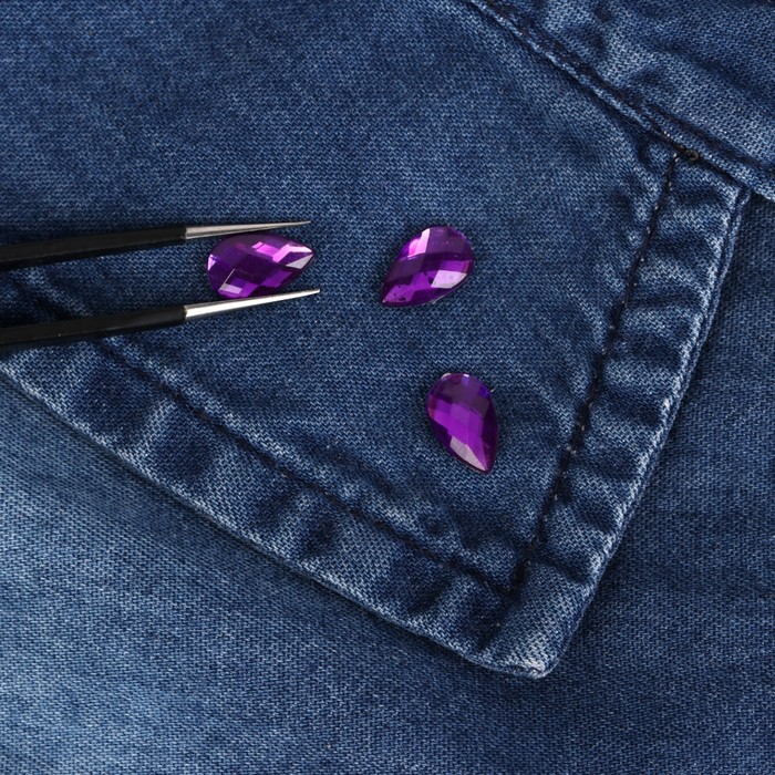 Стразы термоклеевые "Капля", 50шт, 6 х10мм, цвет фиолетовый