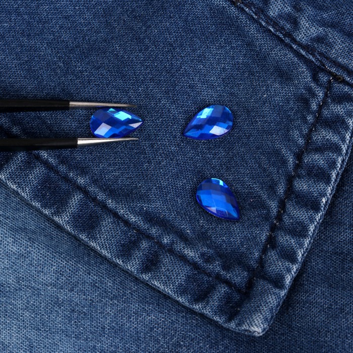 Стразы термоклеевые "Капля", 50шт, 6 х10мм, цвет синий