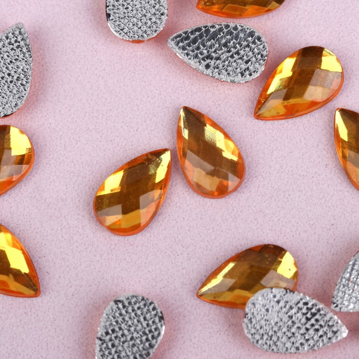 Стразы термоклеевые "Капля", 50шт, 6 х10мм, цвет жёлтый