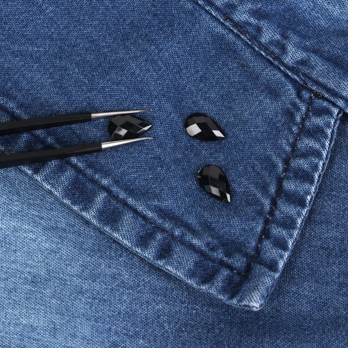 Стразы термоклеевые "Капля", 50шт, 6 х10мм, цвет чёрный