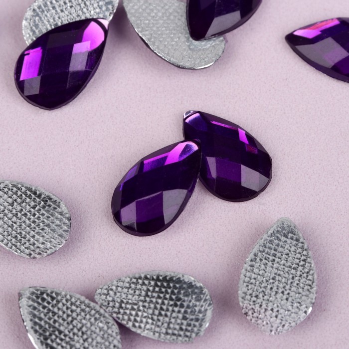 Стразы термоклеевые "Капля", 50шт, 8 х13мм, цвет фиолетовый