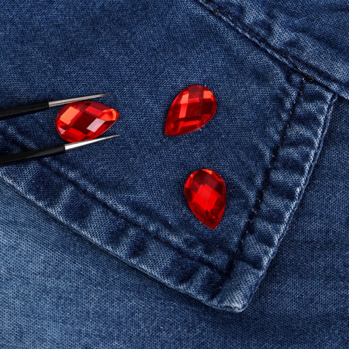 Стразы термоклеевые "Капля", 50шт, 8 х13мм, цвет красный