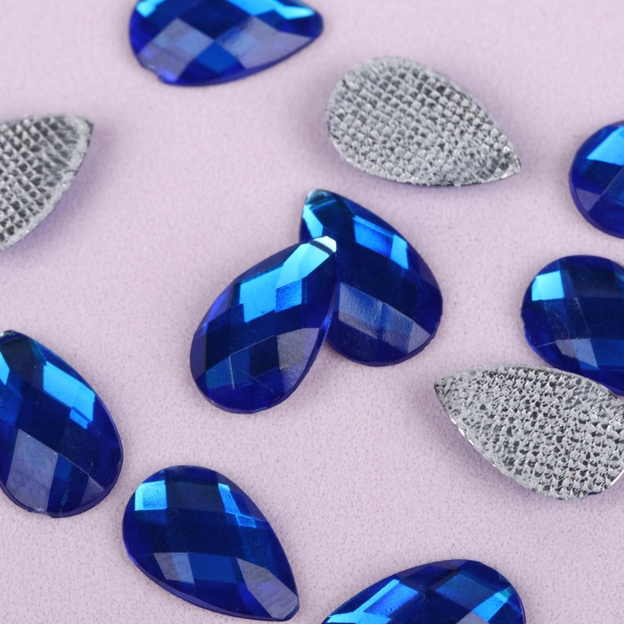 Стразы термоклеевые "Капля", 50шт, 8 х13мм, цвет синий