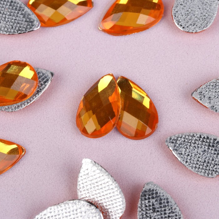 Стразы термоклеевые "Капля", 50шт, 8 х13мм, цвет жёлтый