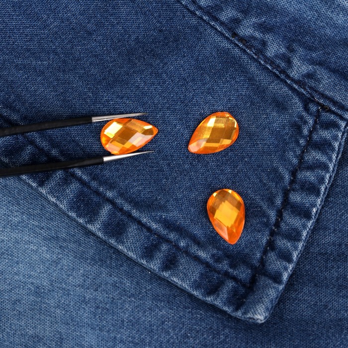 Стразы термоклеевые "Капля", 50шт, 8 х13мм, цвет жёлтый