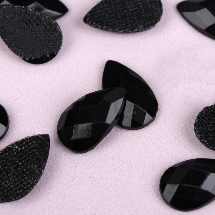 Стразы термоклеевые "Капля", 50шт, 8 х13мм, цвет чёрный