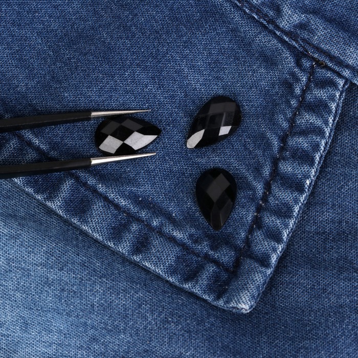 Стразы термоклеевые "Капля", 50шт, 8 х13мм, цвет чёрный