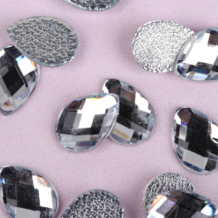 Стразы термоклеевые "Капля", 10 х 14мм, 20шт, цвет белый