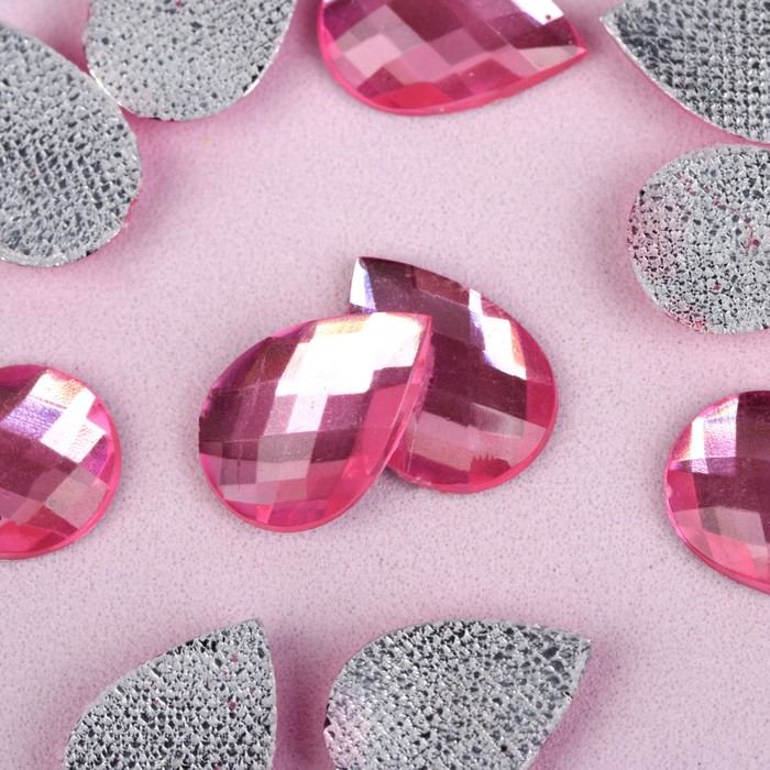 Стразы термоклеевые "Капля", 10 х 14мм, 20шт, цвет розовый