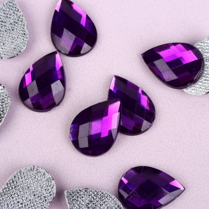 Стразы термоклеевые "Капля", 10 х 14мм, 20шт, цвет фиолетовый