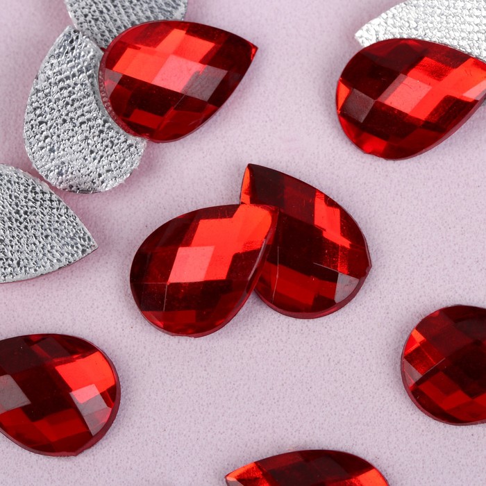Стразы термоклеевые "Капля", 10 х 14мм, 20шт, цвет красный