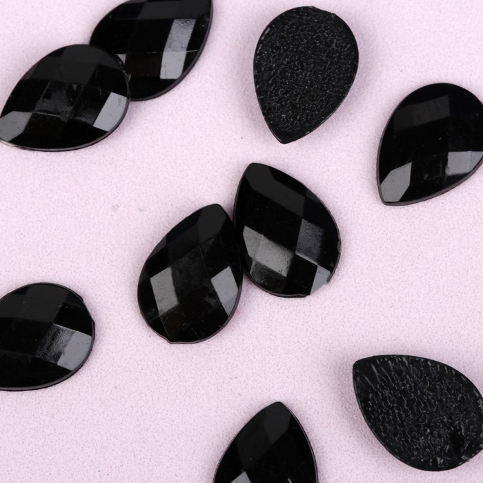 Стразы термоклеевые "Капля", 10 х 14мм, 20шт, цвет чёрный