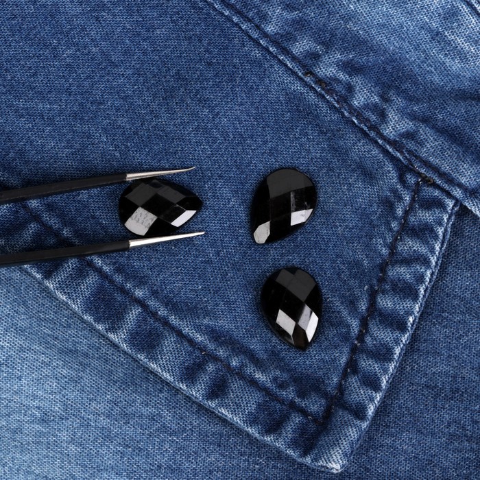 Стразы термоклеевые "Капля", 10 х 14мм, 20шт, цвет чёрный