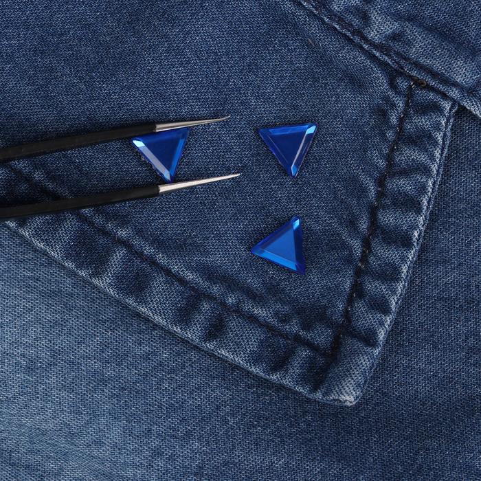 Стразы термоклеевые "Треугольник", 50шт, 8 х 8мм, цвет синий