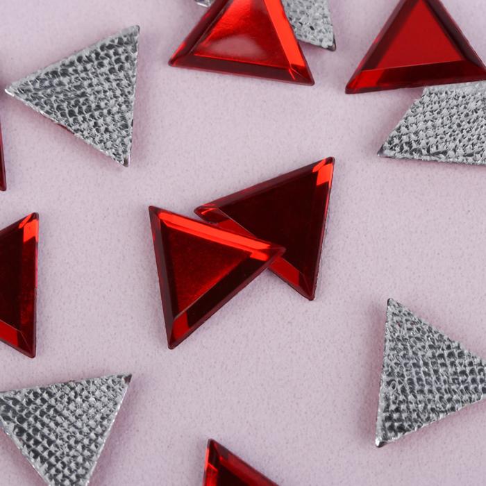 Стразы термоклеевые "Треугольник", 50шт, 10 х 10мм, цвет красный