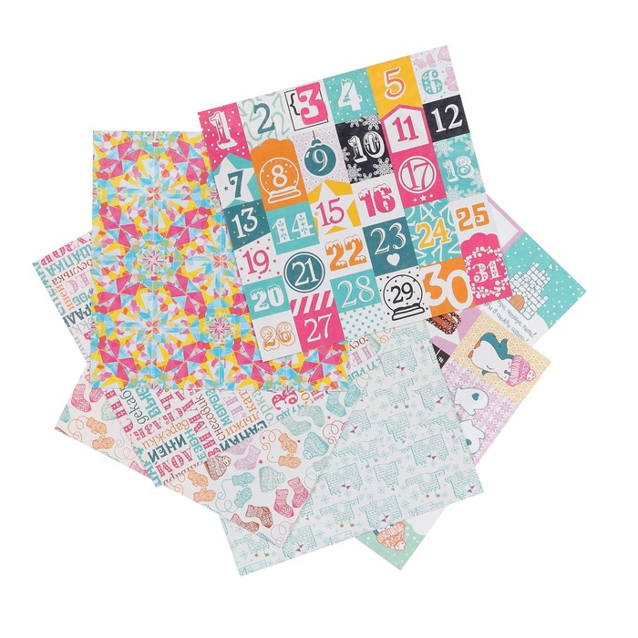 Набор бумаги для скрапбукинга "Эскимо" (7 листов) 15х15 см, 190 гр/м2