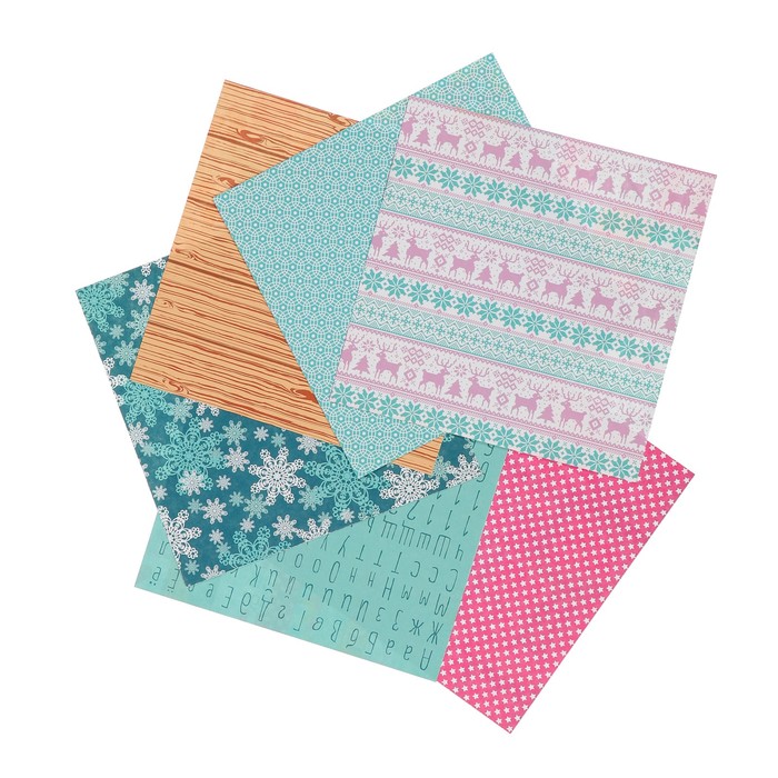 Набор бумаги для скрапбукинга "Эскимо" (7 листов) 15х15 см, 190 гр/м2