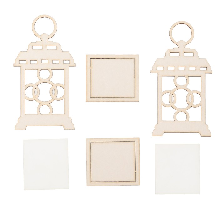 Заготовка для скрапбукинга "Для шейкера. Фонарь" 4 шт 5,3х3,9, 2 окошка 3,9 и 4,3 см