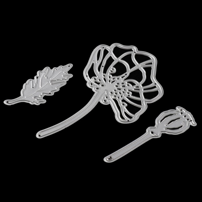 Нож для вырубки "Маковое поле" (набор 3 шт) 6,5х10,2, 2,5х5,3, 2х6,5 см