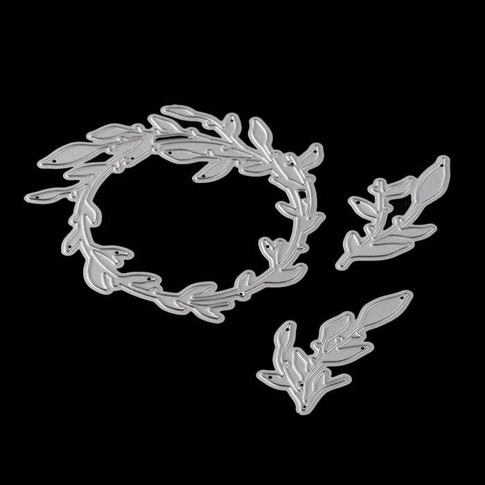 Нож для вырубки "Венок из листьев" (набор 3 шт) 7,7х7,9, 2,3х47 см, 2,3х4,7 см