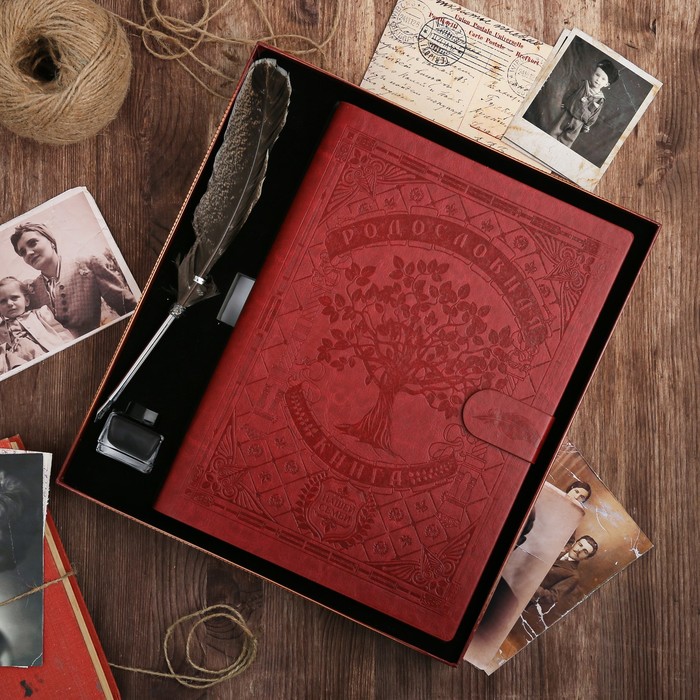 Подарочный набор "Родословная книга нашей семьи", с пером и чернильницей, корич., 35 х 42 см 32826