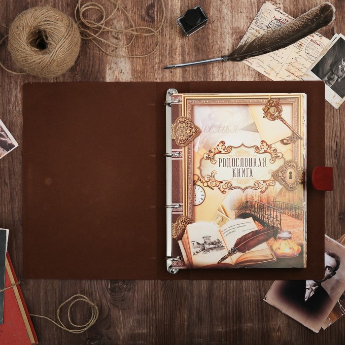Подарочный набор "Родословная книга нашей семьи", с пером и чернильницей, корич., 35 х 42 см 32826