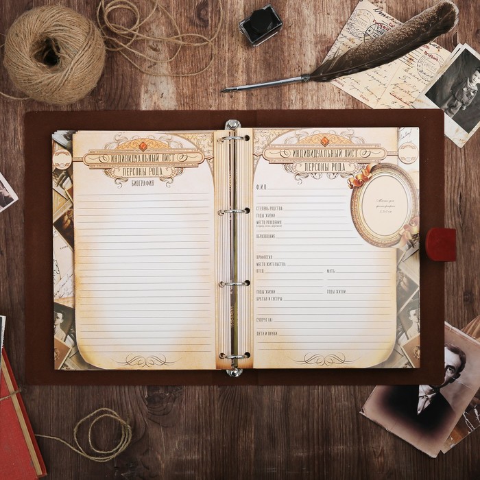 Подарочный набор "Родословная книга нашей семьи", с пером и чернильницей, корич., 35 х 42 см 32826