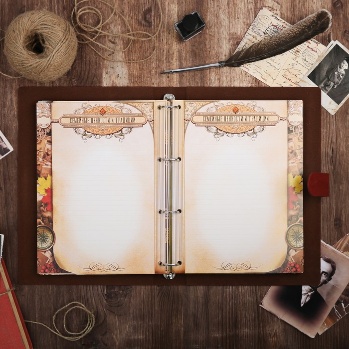 Подарочный набор "Родословная книга нашей семьи", с пером и чернильницей, корич., 35 х 42 см 32826