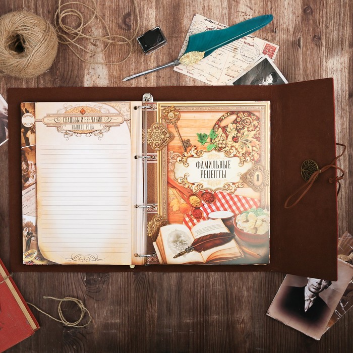 Подарочный набор "Родословная книга наш род" с пером и чернильницей, коричн., 35 х 42 см