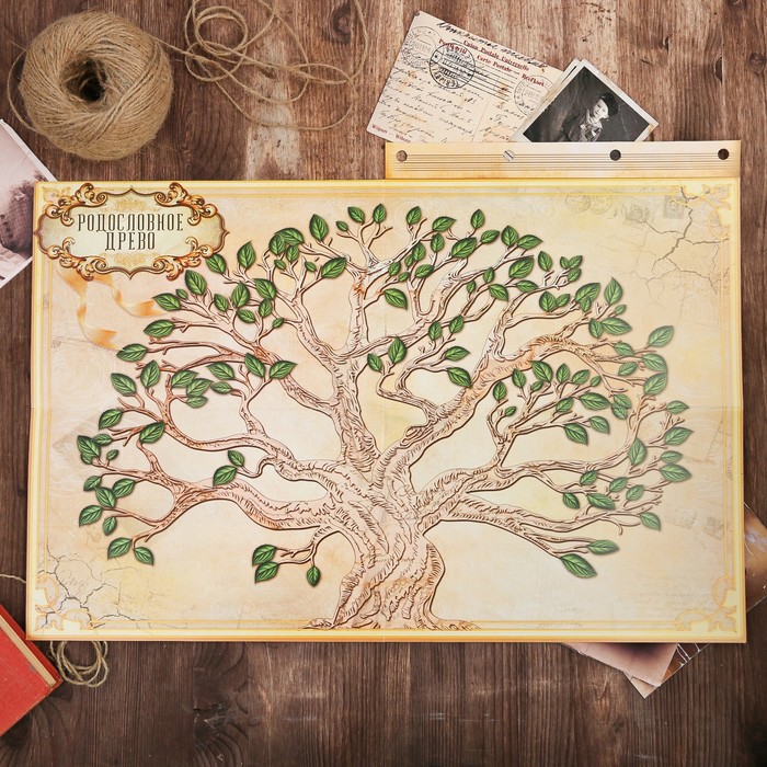 Подарочный набор "Родословная книга наш род" с пером и чернильницей, коричн., 35 х 42 см