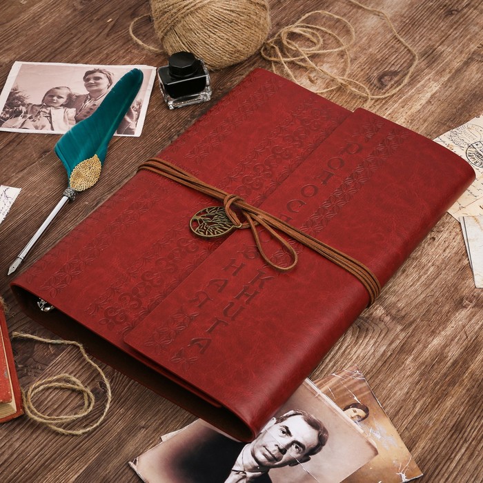 Подарочный набор "Родословная книга наш род" с пером и чернильницей, коричн., 35 х 42 см