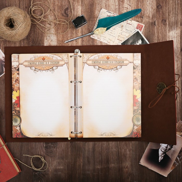 Подарочный набор "Родословная книга наш род" с пером и чернильницей, коричн., 35 х 42 см