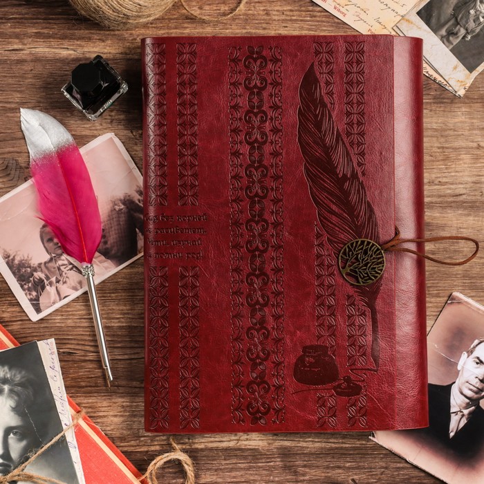 Подарочный набор "Родословная книга наш род" с пером и чернильницей, бордо, 35 х 42 см
