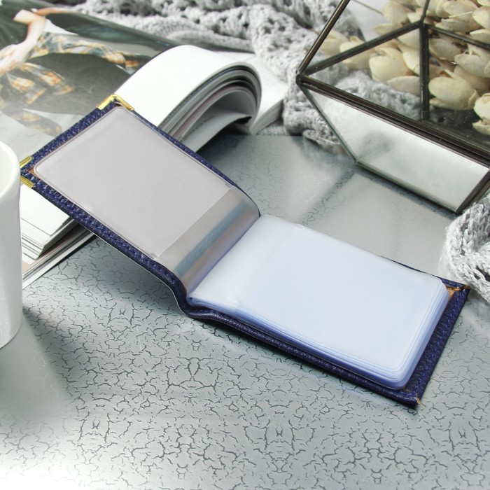 Визитница горизонтальная, 1 ряд, 22 картхолдера, цвет синий