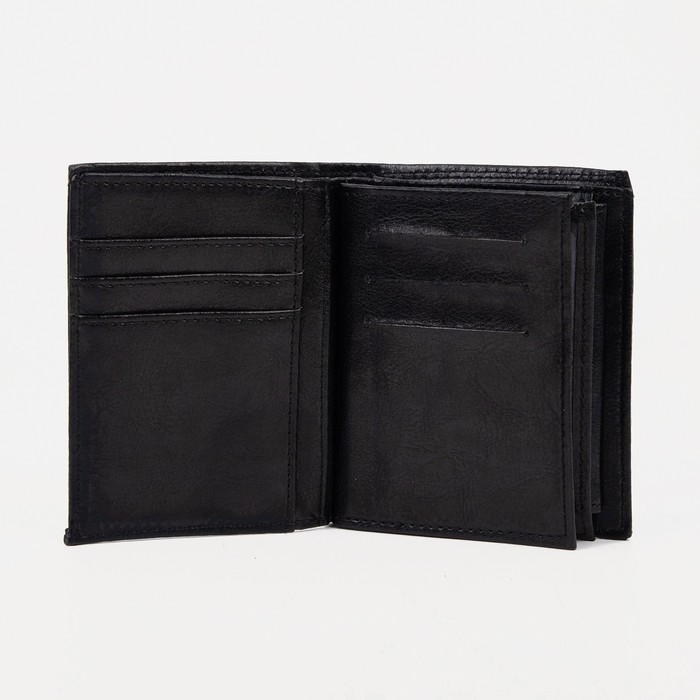 Портмоне мужское 2 в 1 (авто), отдел, для карт, для монет, черный