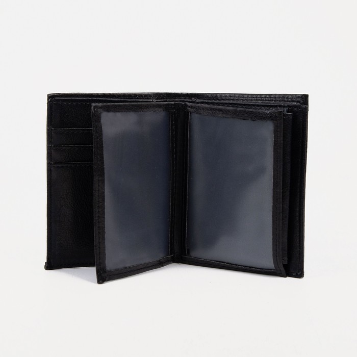 Портмоне мужское 2 в 1 (авто), отдел, для карт, для монет, черный