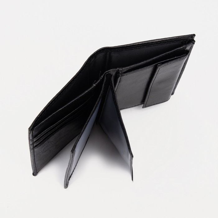 Портмоне мужское 2 в 1 (авто), отдел, для карт, для монет, черный