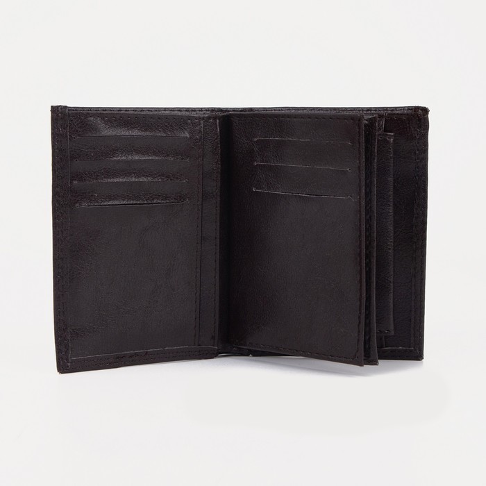 Портмоне мужское 2 в 1 (авто), отдел, для карт, для монет, цвет коричневый