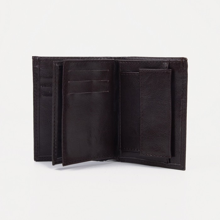 Портмоне мужское 2 в 1 (авто), отдел, для карт, для монет, цвет коричневый