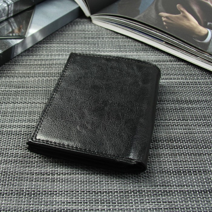 Портмоне мужское 2 в 1 (авто), 4 отдела, для карт, для монет, цвет чёрный