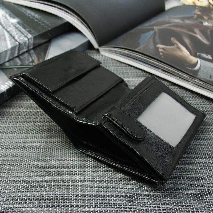 Портмоне мужское 2 в 1 (авто), 4 отдела, для карт, для монет, цвет чёрный