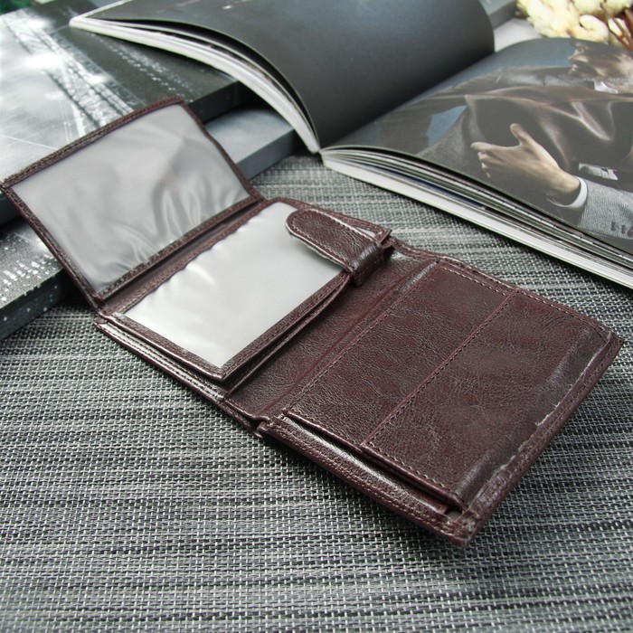 Портмоне мужское 2 в 1 (авто), 4 отдела, для карт, для монет, цвет коричневый
